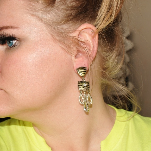 Zebra Print CZ Earrings 8001 - Picture 2 of 4
